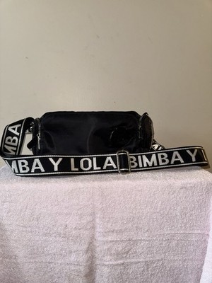 Bimba Y Lola Women s Black Logo Strap Crossbody Bag, Medium, Zip, Detachable