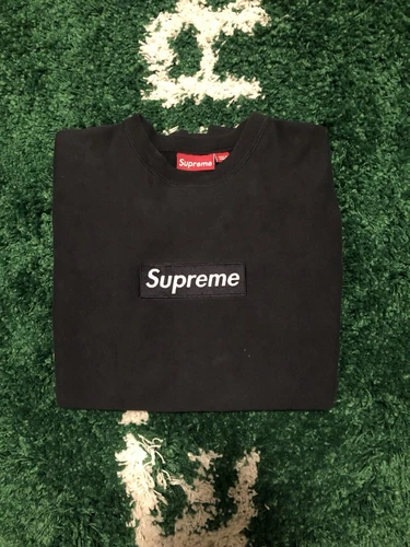 Col rond logo vintage Supreme Navy sur boîte marine 2003 taille L