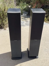 Polk Audio RT800 Vintage 1980s Stand Speakers Pair Black Gray 3.5 ft Tower Retro