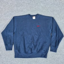 Vintage Nike White Tag Navy Blue Crewneck Sweatshirt Red Swoosh XL Mens 90s