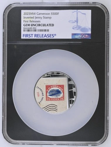 2025 Cameroon Inverted Jenny Stamp 17.5g Silver Proof Coin NGC GEM Uncirculated