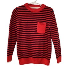 Boden Red Navy Blue Striped Wool Alpaca Blend Pocket Sweater Size 5-6Y