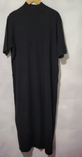 Spirito Di Artigiano Black Woollen Short-Sleeve Dress - Size 26/28 - VGC