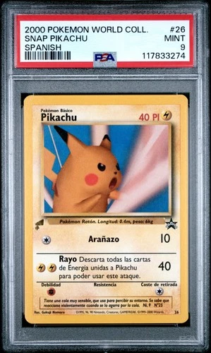 2000 POKEMON PIKACHU WORLD COLLECTION SPANISH #26 SNAP PIKACHU PSA 9