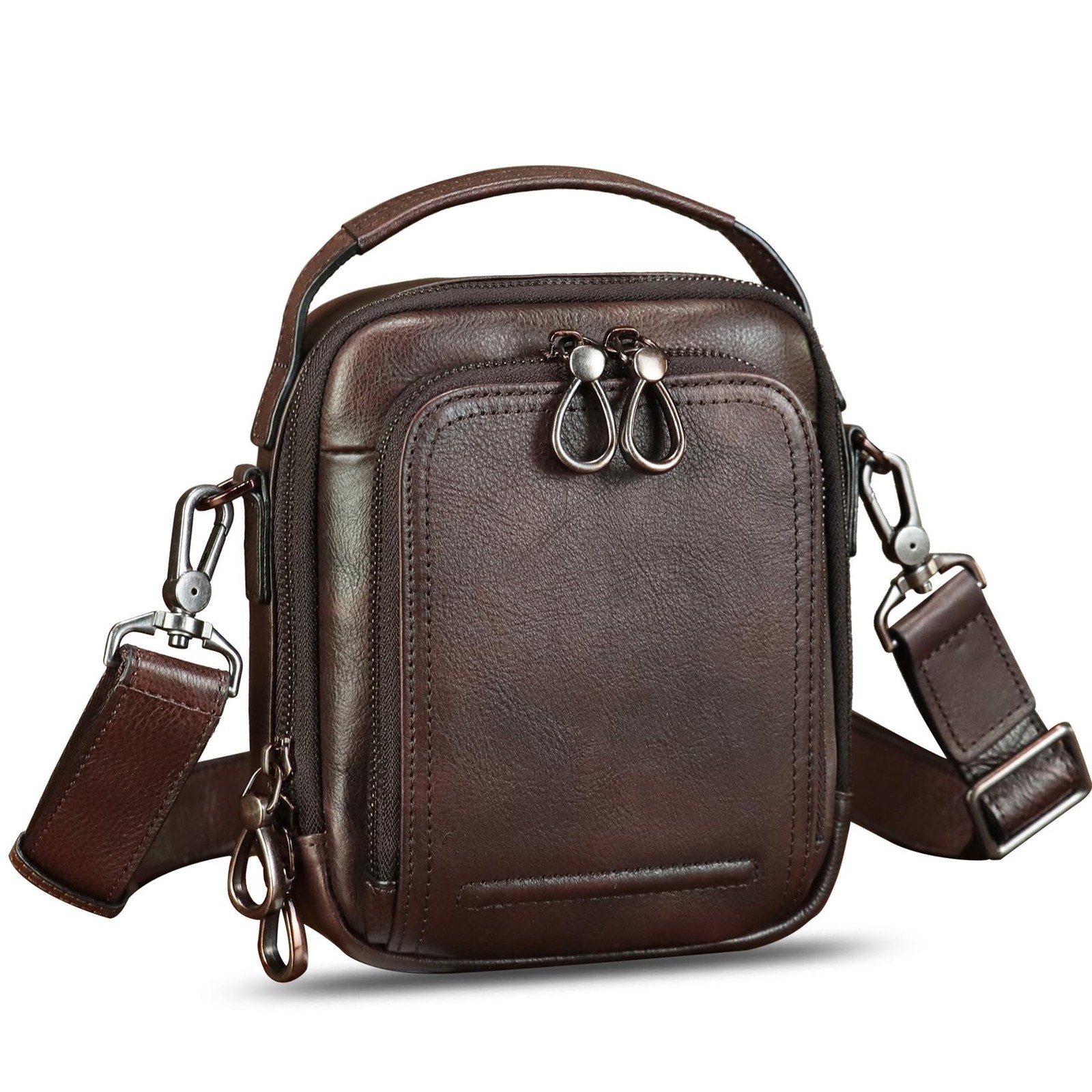 Genuine Leather Messenger Bag for Men Small Sling Purse Crossbody Shoulder Ba...