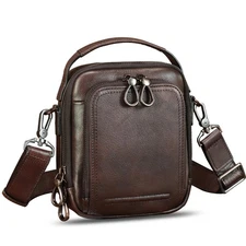 Genuine Leather Messenger Bag for Men Small Sling Purse Crossbody Shoulder Ba...
