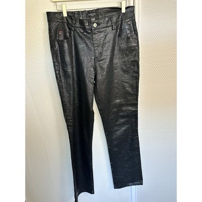 Vtg GUESS SNAKE textured python 31 jeans pants black vegan shiny matrix gothic
