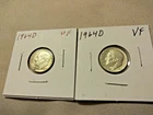 1964D SILVER DIME PAIR---FREE SHIP-YOU DECIDE GRADE TWO DIMES