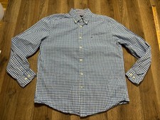 Tommy Hilfiger Shirt, Men's Medium Blue White Checkered Long Sleeve Button Up