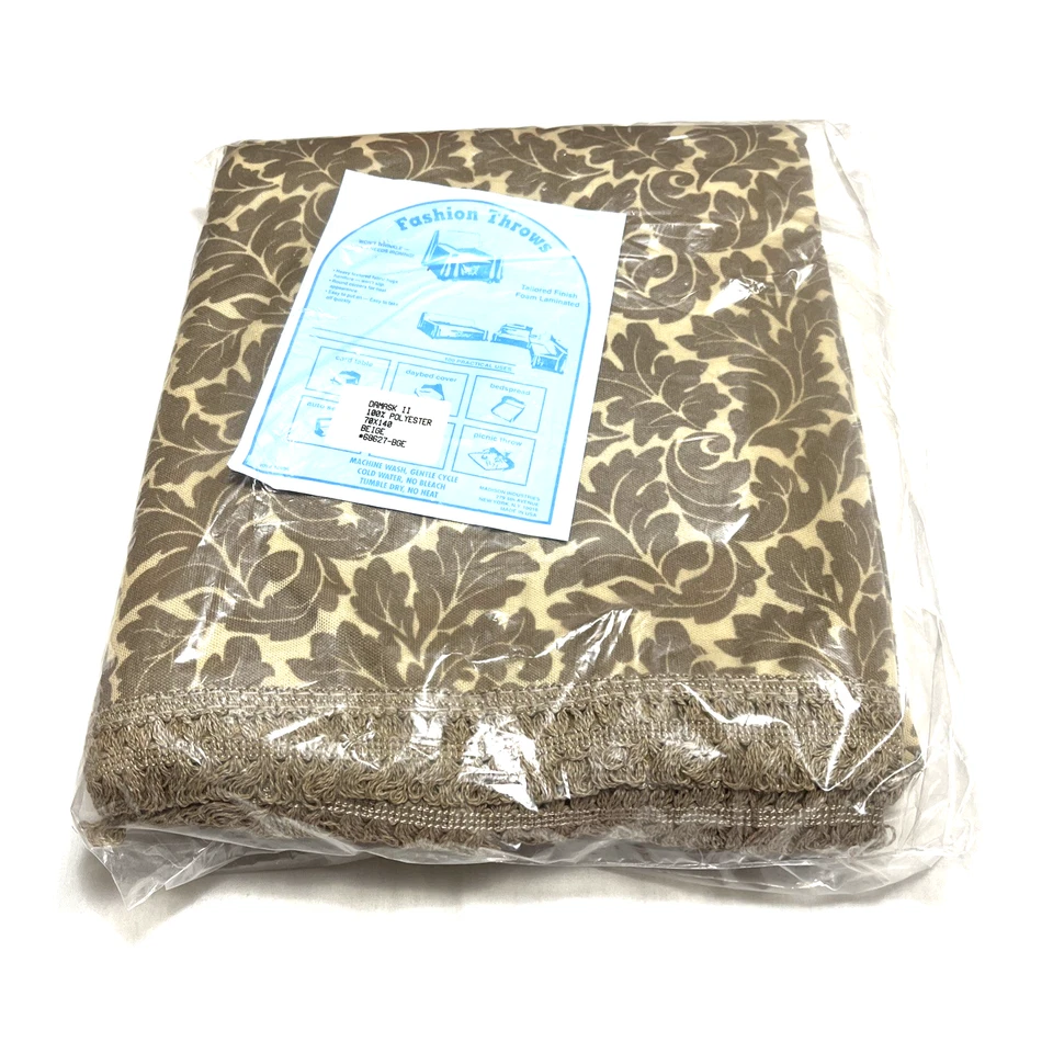 复古家具套 70x140 米色叶子涤纶时尚泡沫背面美国 — 第 2/4 张图片