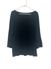 J.Jill Wearable Collection Women’s Top Black XL boat neck 3/4 sleeve rayon/lycra