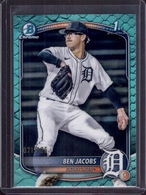 BEN JACOBS 2025 Bowman Chrome Draft 1st #BDC-141 Aqua Reptilian Refractor #/125