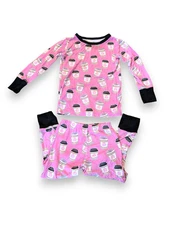 Birdie Bean Maize 2 Piece Pajamas Long Sleeve Bamboo Pink Coffee Girls 3 - Read