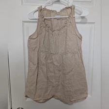 Gap, Women's Large, 100% Linen Babydoll Tank Top, Khaki, Natural