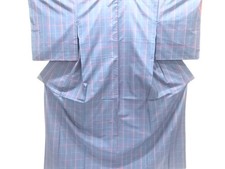 7670477: JAPANESE KIMONO / OSHIMA TSUMUGI / WOVEN GRID