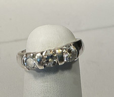 925 Sterling Ring Silver Smoky Quartz CZ 3 Stone Thick Band Size 7