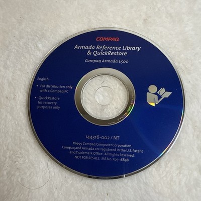 Compaq Armada E500 Reference Library & Quick Restore CD 144316-002
