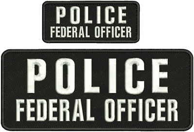 POLICE FEDERAL OFFICER 6X11 &2X5 hook on backWHITE LETTERS 