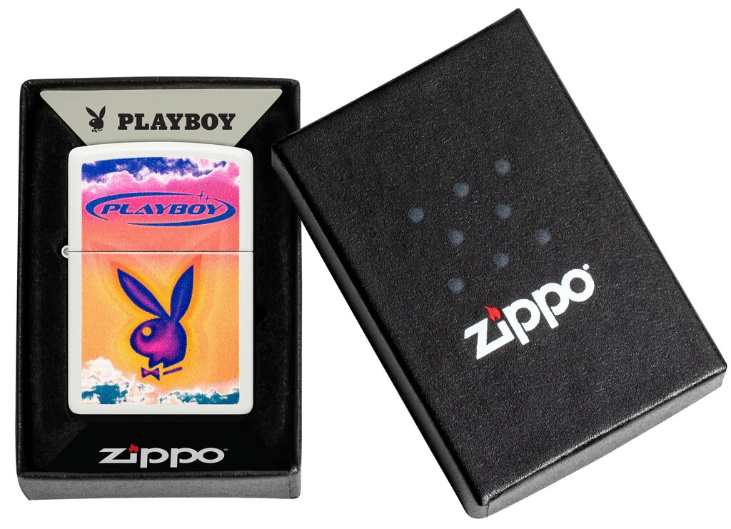 Zippo 48744, Playboy Bunny Logo Design, White Matte Finish Lighter