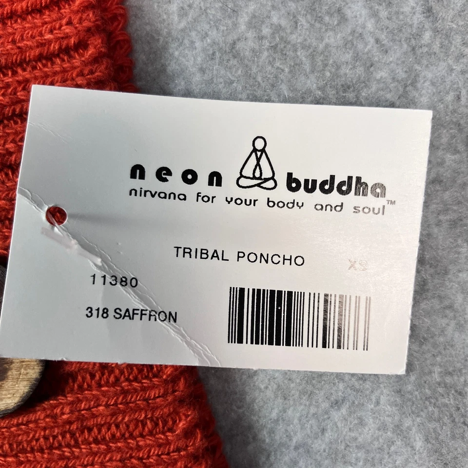 Poncho Tribal Pure Knits by Neon Buddha Capa Suéter Talla XS Azafrán Nuevo con Etiquetas Foto 2 de 4