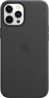 Apple Leder Case Cover MHKM3Z Original für iPhone 12 Pro Max Magsafe schwarz