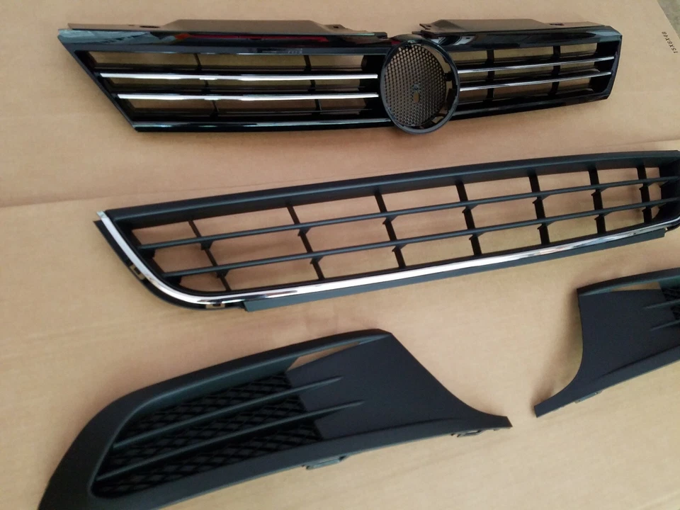 Juego de 4 piezas de parachoques delantero JETTA SEDAN 2011-2014 rejilla inferior superior y biseles de luces antiniebla Foto 2 de 3