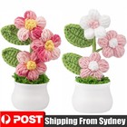 1/2Pcs Crochet Flower Bouquet Hand Knitted Plant Potted Home Desk Decor Ornament