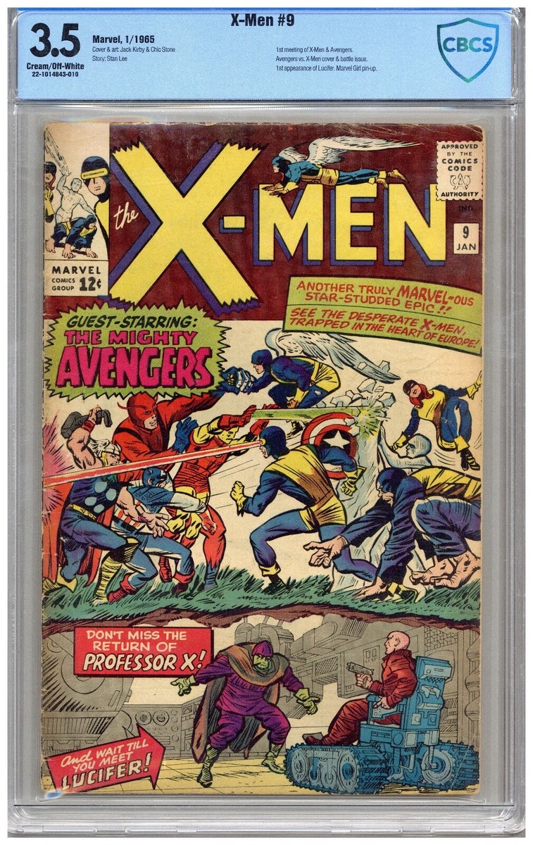 X-Men # 9 CBCS 3.5 VG- Cream/off wht pgs 1/65 1st meeting of x-Men