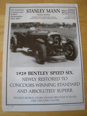 Stanley Mann Vintage Bentleys Herfordshire 1929 Speed Six 1990 Anzeige A4 Datei 32
