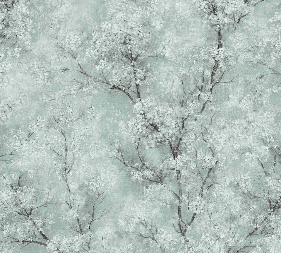 New Walls Vliestapete Blütenranken pastelltürkis weiß braun 37420-3 (3,45€/1qm)