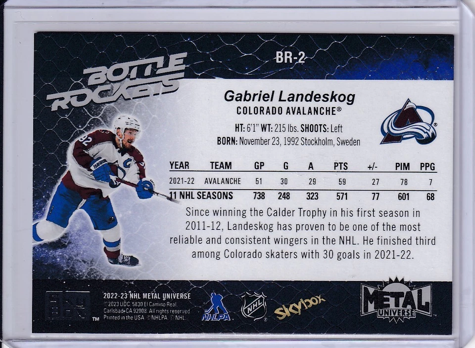 Gabriel Landeskog 2022-23 Skybox Metal Universe Bottle Rockets #BR-2 Colorado - Image 2 of 2