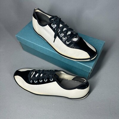Vintage 70s Sneakers Shoes Womens Size Trainers Cream Black  colorblock
