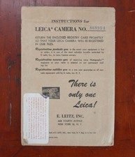 LEITZ ENVELOPE FOR LEICA IIIG INSTRUCTION BOOK FOR CAMERA 868954/177229