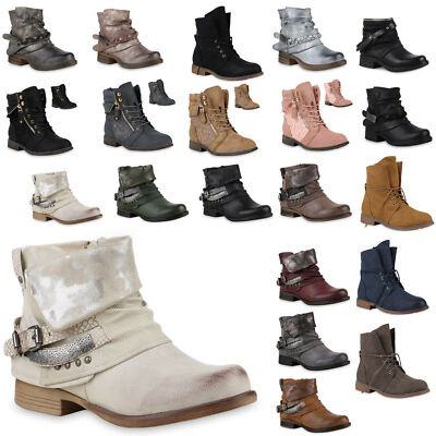 Damen Stiefeletten Warm Gefütterte Boots Blockabsatz Schuhe 891785 Trendy Neu