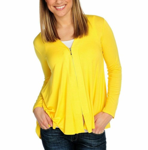 kate & Mallory Long Sleeved Zip-Front High Low Hem Cardigan Sz XS~L - Picture 3 of 4