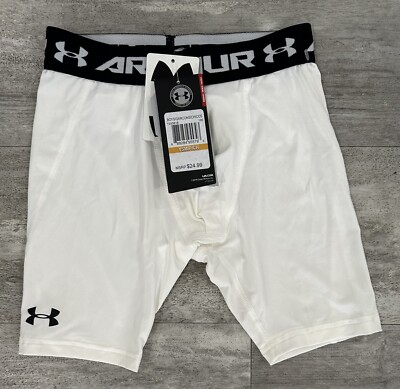 Under Armour UA HeatGear Youth White Compression Shorts Size Smal Brand New 