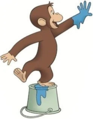 4 Inch Curious George Decal Paint Bucket Monkey Removable Peel Self ...