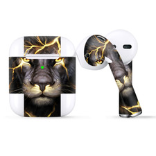 Skins Wraps compatible for Apple Airpods lion gold lightening fierce