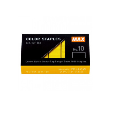 Max Japan,Heftklammern,Staples,Gelb,Gold, für Stapler,Tacker,Hefter,Büro,Schule