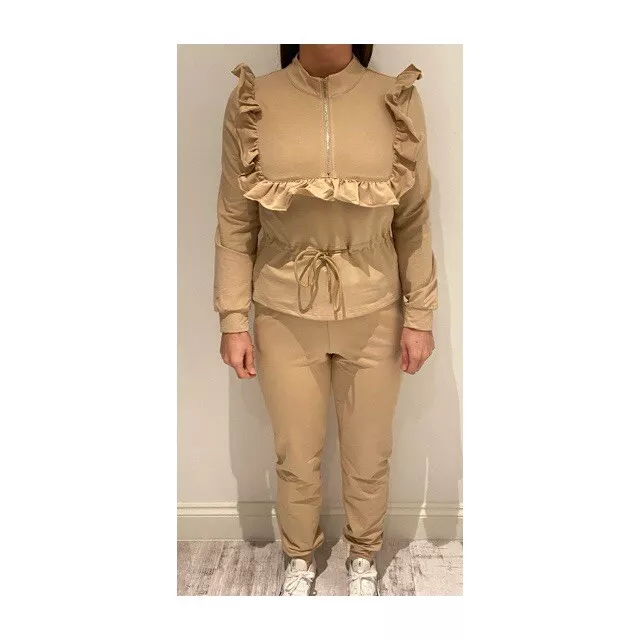 Womens Ruffle Top Zip Up Two piece Loungewear Set Co ord Set eBay