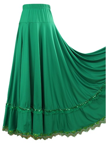 Women Long Skirt Dance Dress Masquerade Dancewear Ballroom Full Circle Lyrical - Picture 46 of 59