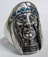 DELUXE OLD INDIAN HEAD BIKER SILVER BIKERS RING 88R Fashion new MENS WOMENS