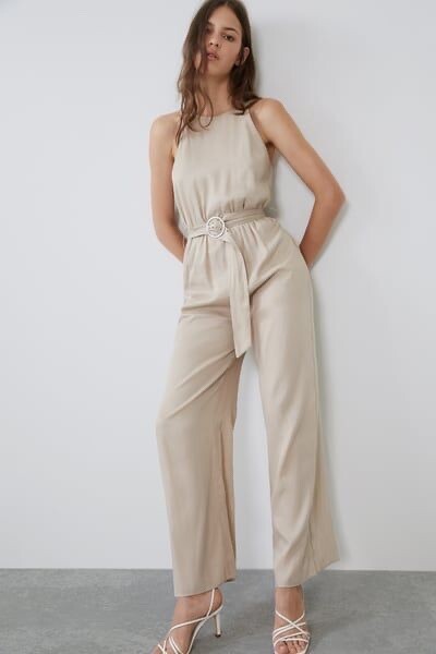 ZARA FLOWY HALTER NECK JUMPSUIT SIZE S