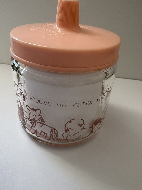 Vintage 1950’s - 60’s Baby Girl Nursery Jar Plastic Lid