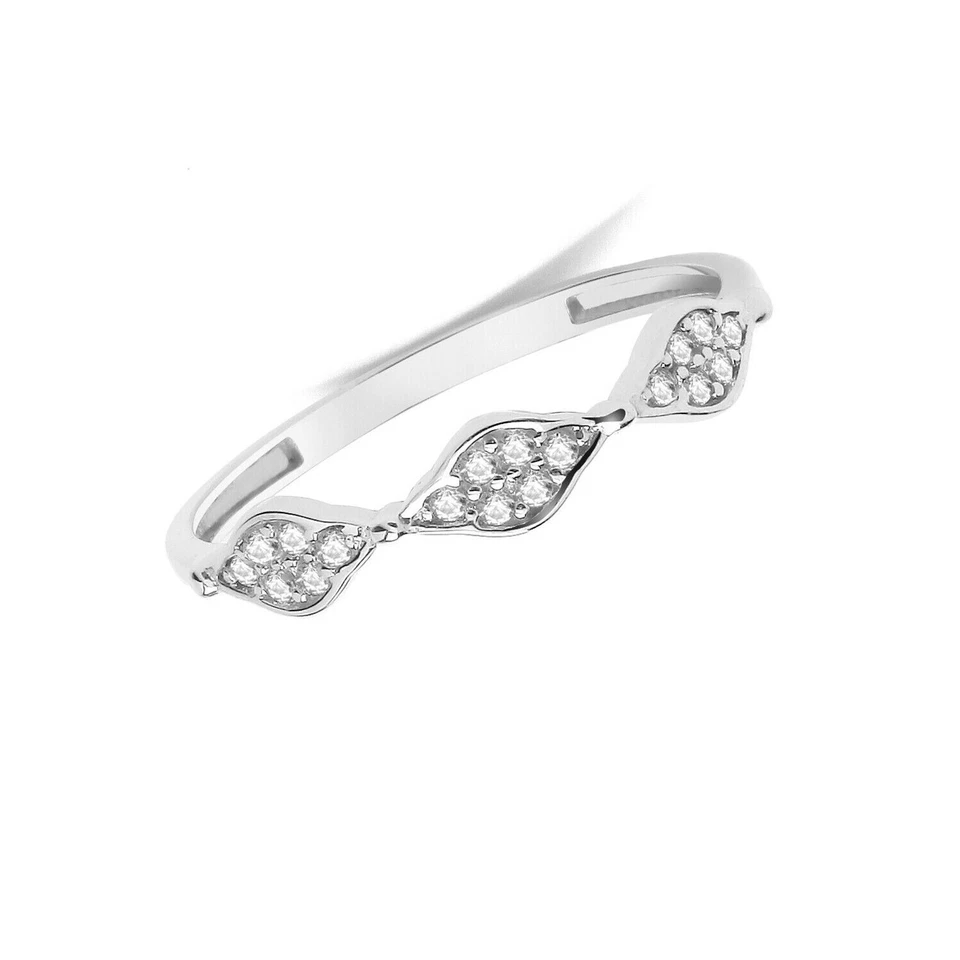 Fancy 14 Stone Ring 9ct White Gold Eternity Band Hallmarked Sizes J - T — 第 3/3 张图片