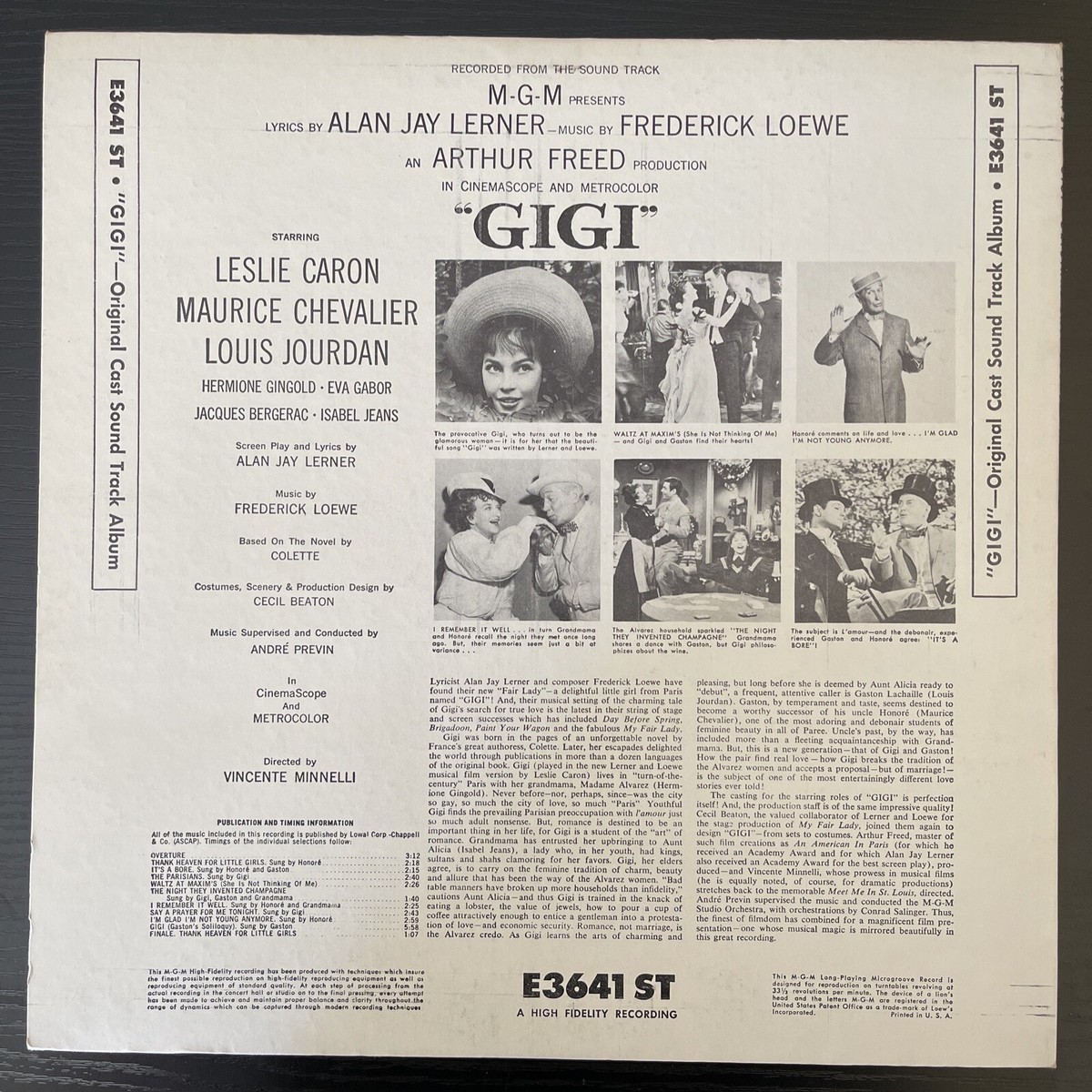 Arthur Freed Gigi Film Soundtrack LP MGM E3641 ST Leslie Caron