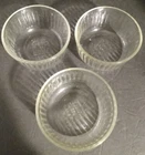 OLD MARK Pyrex 7202 B-8 SET OF 3 Ribbed Glass 1 Cup Custard Bowls USA 1 Has Chip