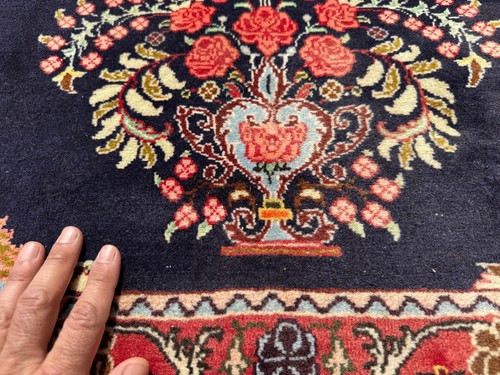 2x3 VINTAGE ORIENTAL RUG HAND-KNOTTED SMALL handmade blue ANTIQUE fine real pink - Picture 4 of 12