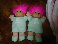 2X Russ Troll Kidz 12” Get Well Soon  Doll W/Gown & Slippers - Pink Hair