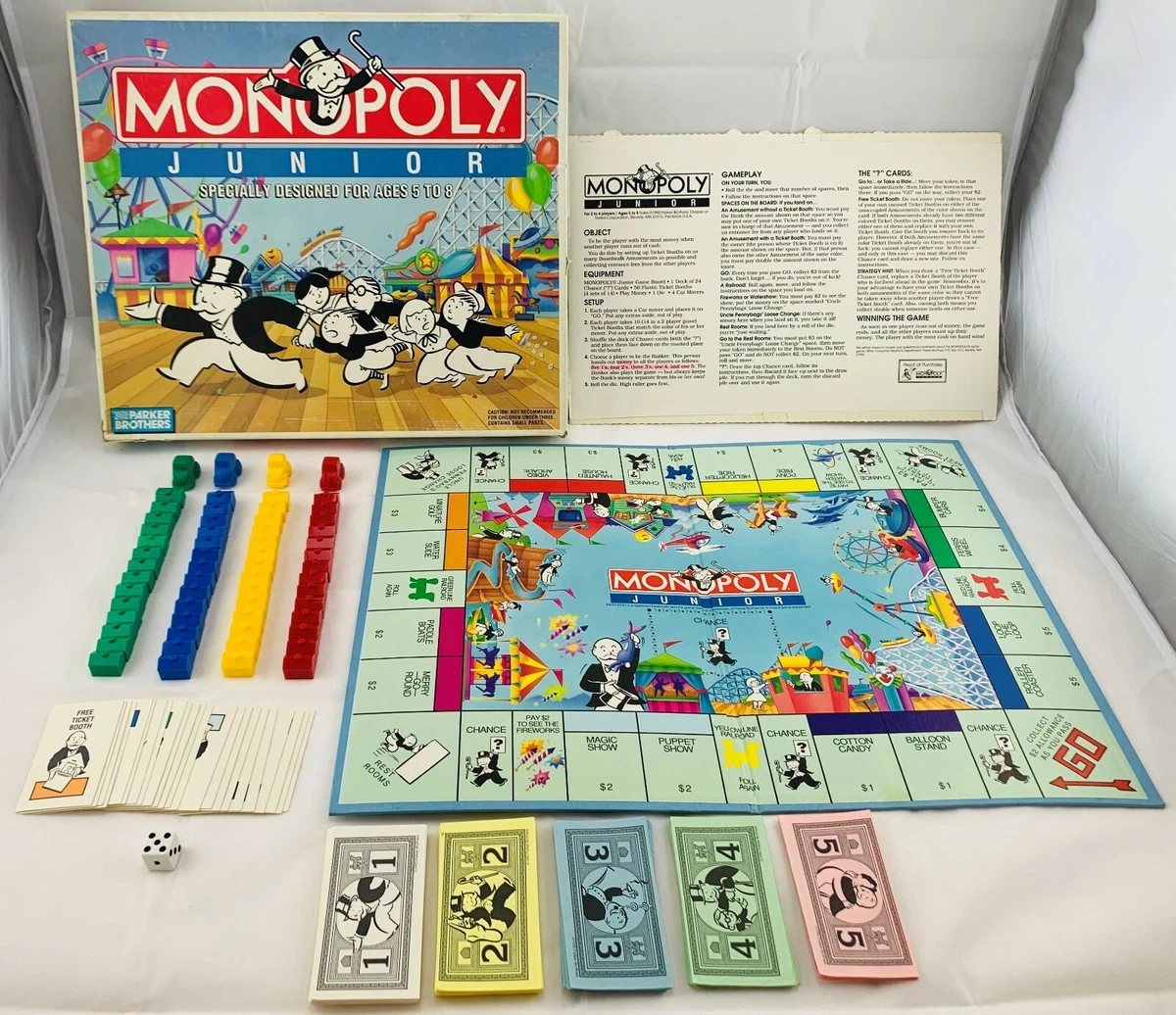 Carte Case Grand Huit - Jeu Monopoly Junior Parker 5-8 Ans - Occasion Avec Traces D'usage